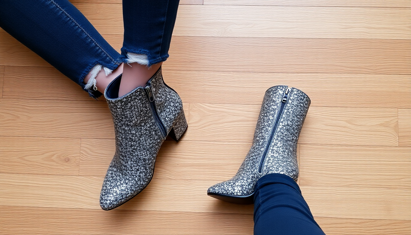Elevate Your Everyday Style: How to Rock Glitter Ankle Boots and Ripped Slim Fit Jeans in 2025