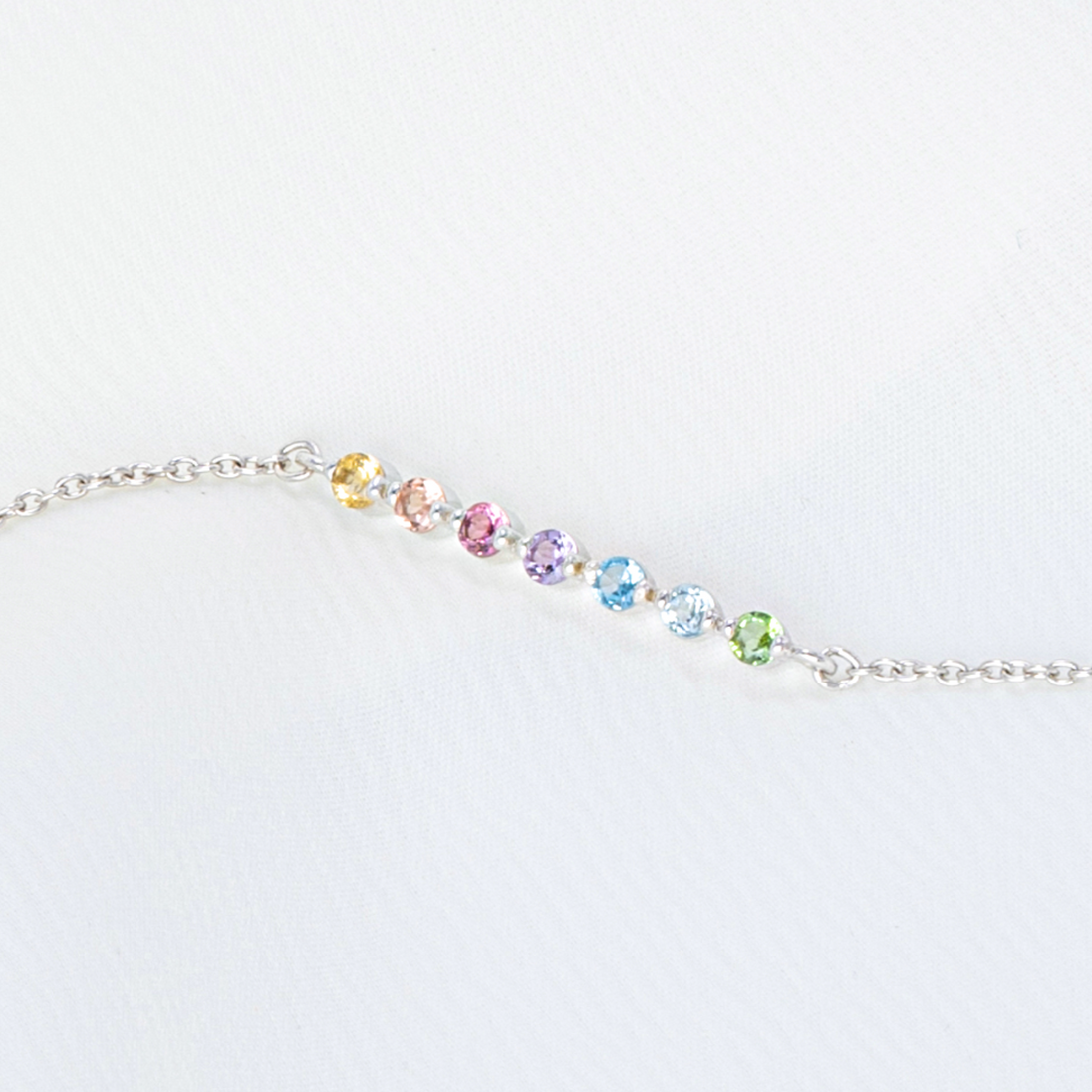 Pastel Rainbow Gemstone Bracelet in Sterling Silver Vianne Jewellery