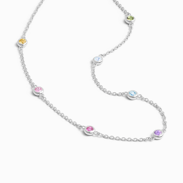 Rainbow Gemstone Necklace in Sterling Silver Vianne Jewellery