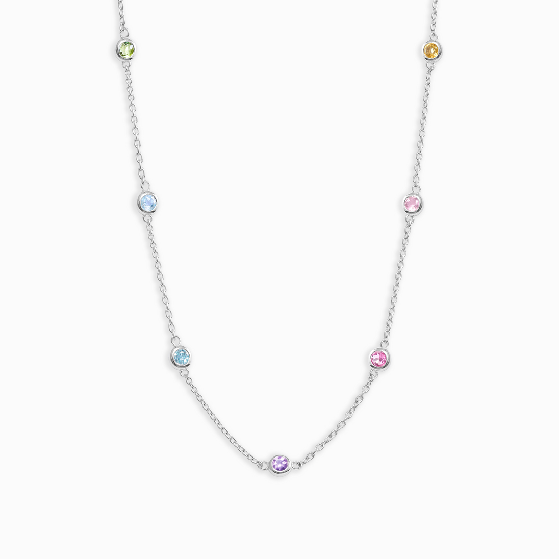 Rainbow Gemstone Necklace in Sterling Silver Vianne Jewellery
