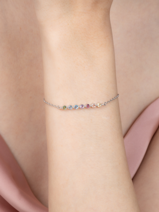 Pastel Rainbow Gemstone Bracelet in Sterling Silver Vianne Jewellery