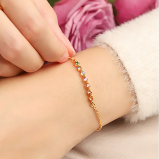 Pastel Rainbow Gemstone Bracelet | 18k Gold Vermeil | 7 Natural Gemstones Vianne Jewellery
