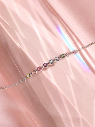 Pastel Rainbow Gemstone Bracelet in Sterling Silver Vianne Jewellery