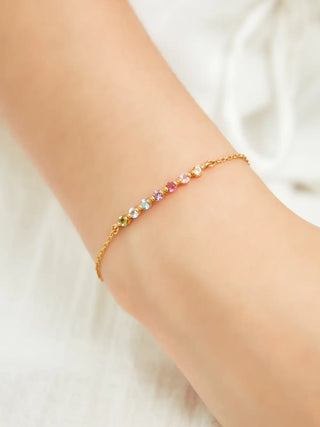 Pastel Rainbow Gemstone Bracelet | 18k Gold Vermeil | 7 Natural Gemstones Vianne Jewellery