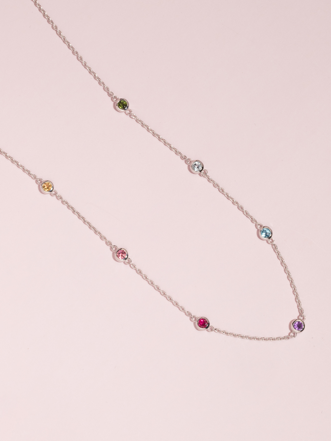 Rainbow Gemstone Necklace in Sterling Silver Vianne Jewellery