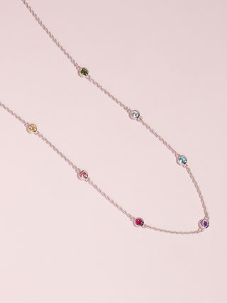 Rainbow Gemstone Necklace in Sterling Silver Vianne Jewellery