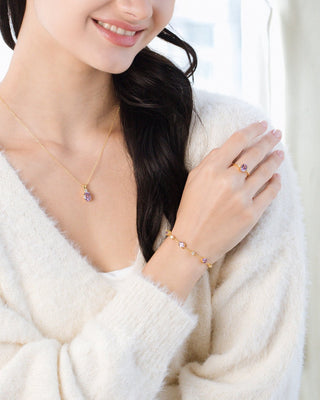 Complete Set - Amethyst Jewellery Set in 18k Gold Vermeil Vianne Jewellery