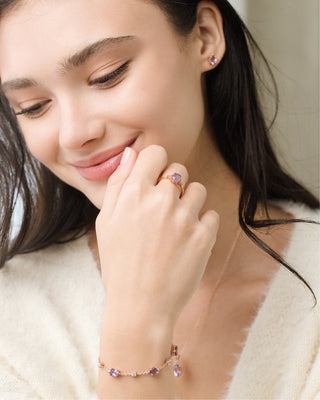 Complete Set - Amethyst Jewellery Set in 18k Rose Gold Vermeil Vianne Jewellery