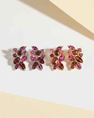 Large Red Gemstone Cluster Earrings in 18k Gold Vermeil Vianne Jewellery