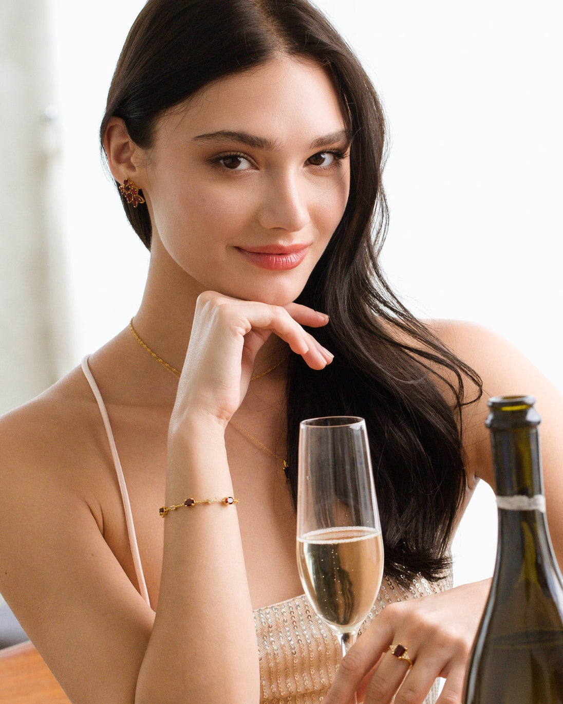 Large Red Gemstone Cluster Earrings in 18k Gold Vermeil Vianne Jewellery