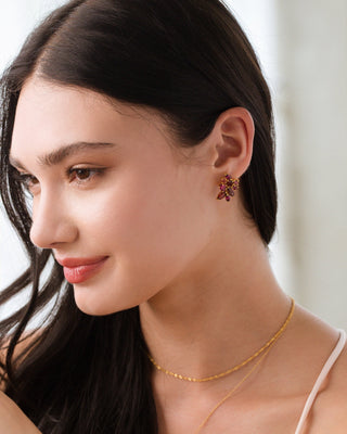 Large Red Gemstone Cluster Earrings in 18k Gold Vermeil Vianne Jewellery