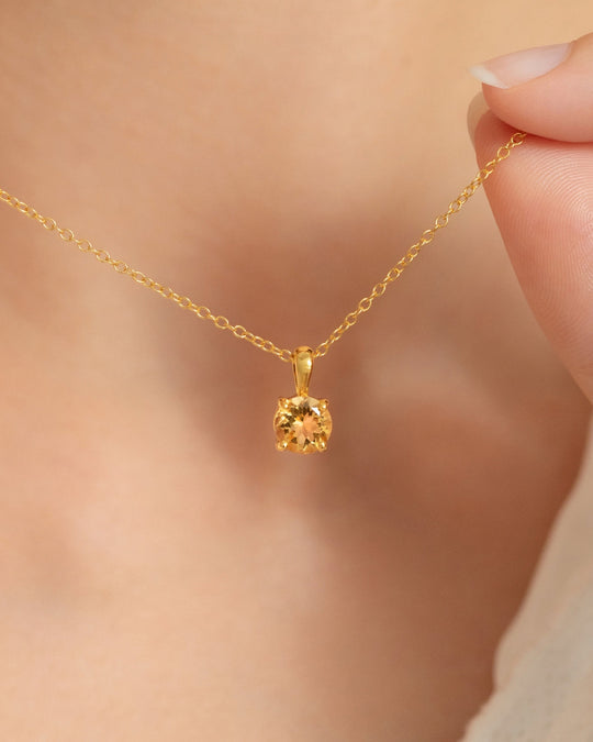 Citrine Solitaire Pendant Necklace in 18k Gold Vermeil Vianne Jewellery