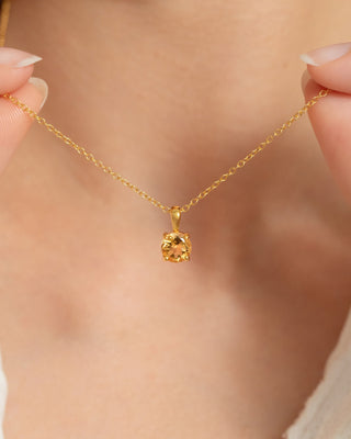 Citrine Solitaire Pendant Necklace in 18k Gold Vermeil Vianne Jewellery