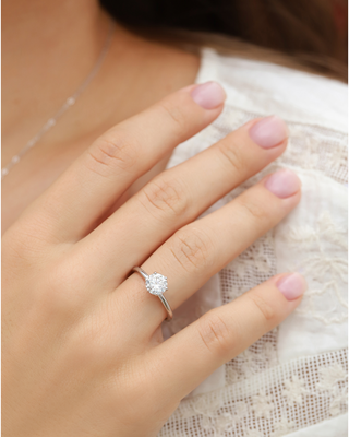 1 ct Round Solitaire Moissanite Engagement Ring in Sterling Silver Vianne Jewellery