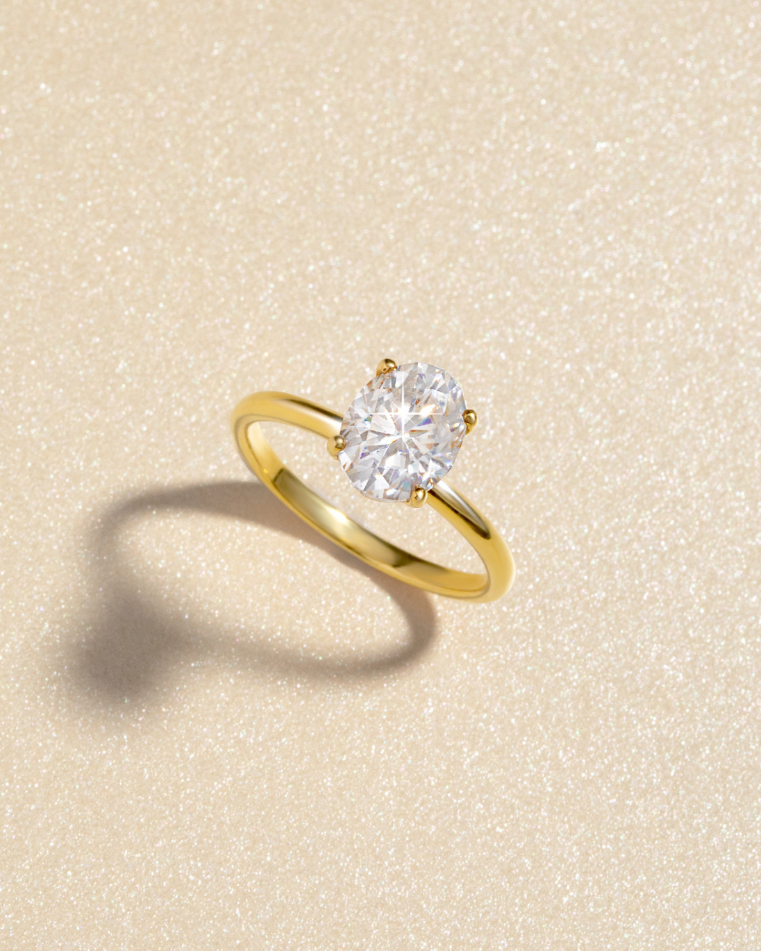 2 ct Oval Solitaire Moissanite Engagement Ring in 18k Gold Vermeil Vianne Jewellery