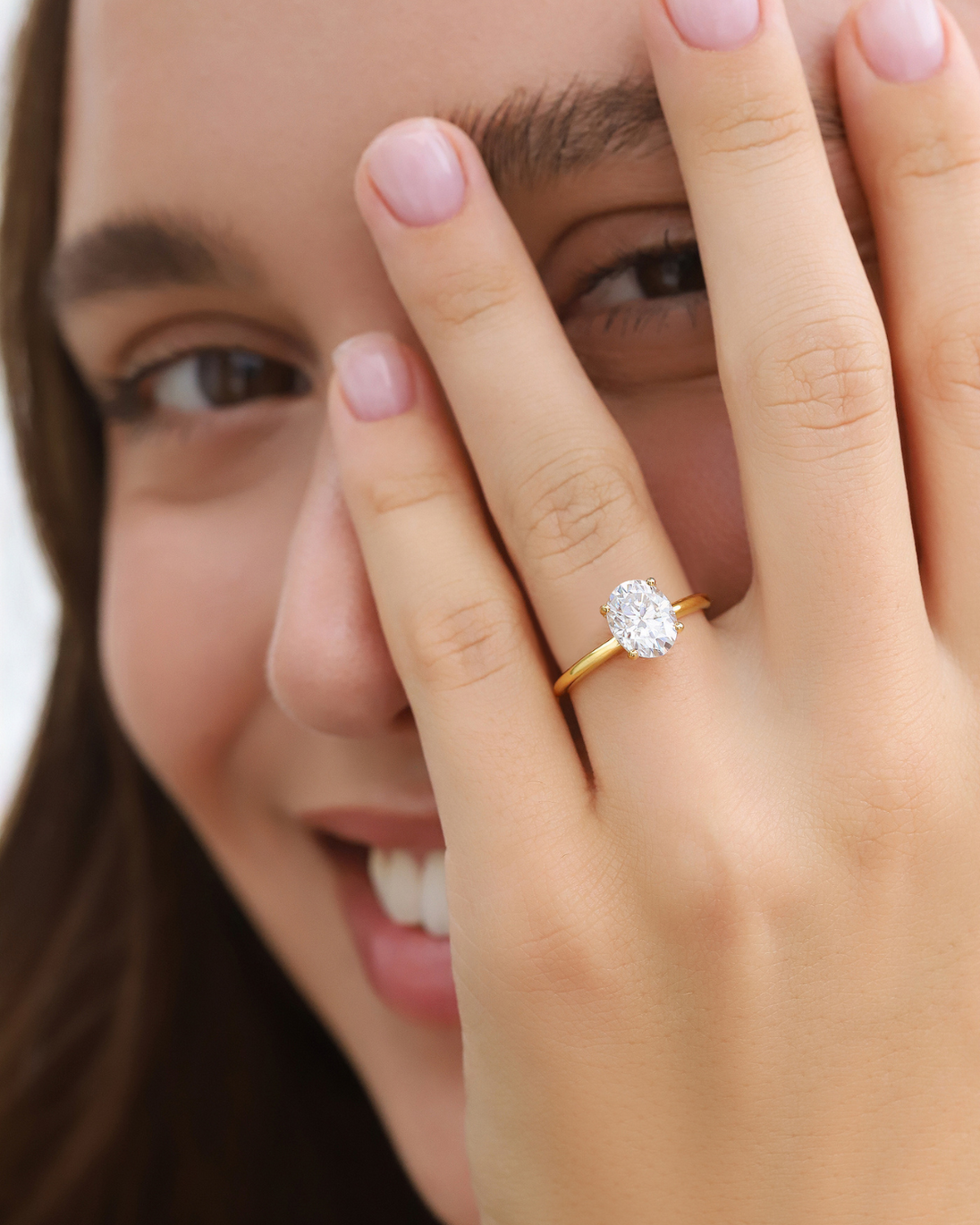 2 ct Oval Solitaire Moissanite Engagement Ring in 18k Gold Vermeil Vianne Jewellery