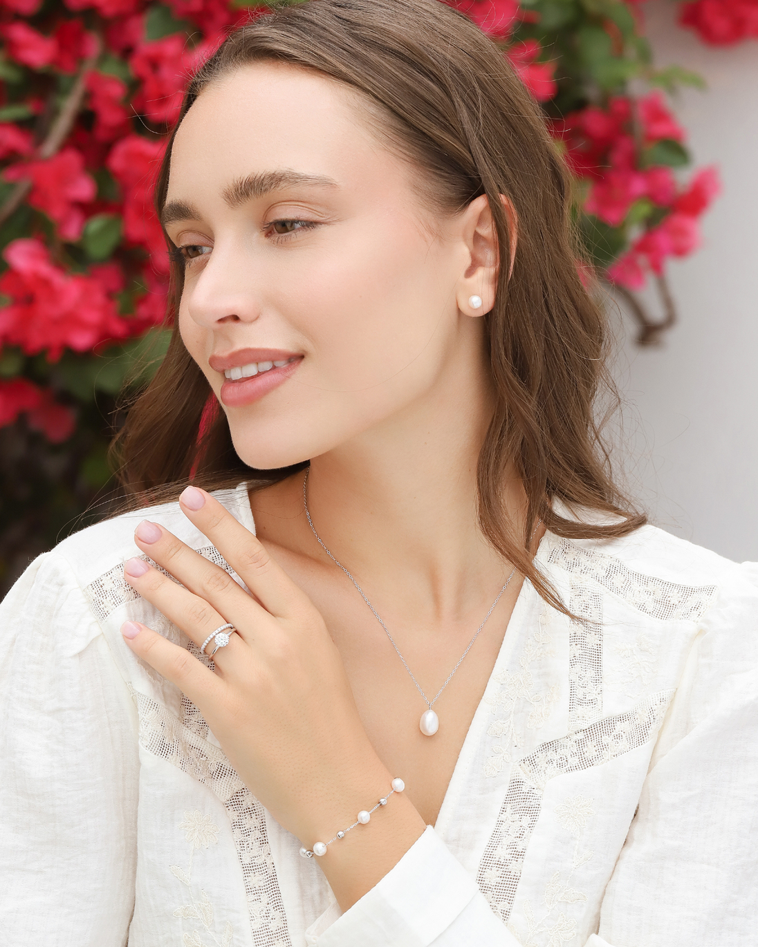 Pearl Stud Earrings in Sterling Silver Vianne Jewellery