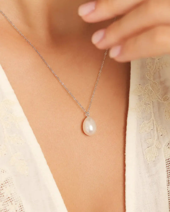 Large Pearl Pendant Necklace | Sterling Silver | 12-13mm Natural Freshwater Pearl Vianne Jewellery