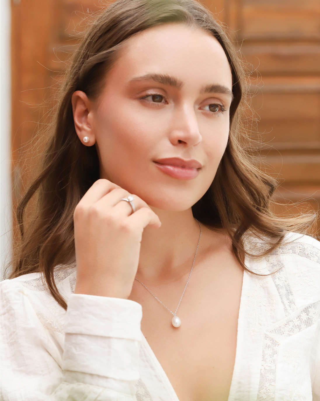 Large Pearl Pendant Necklace in Sterling Silver Vianne Jewellery