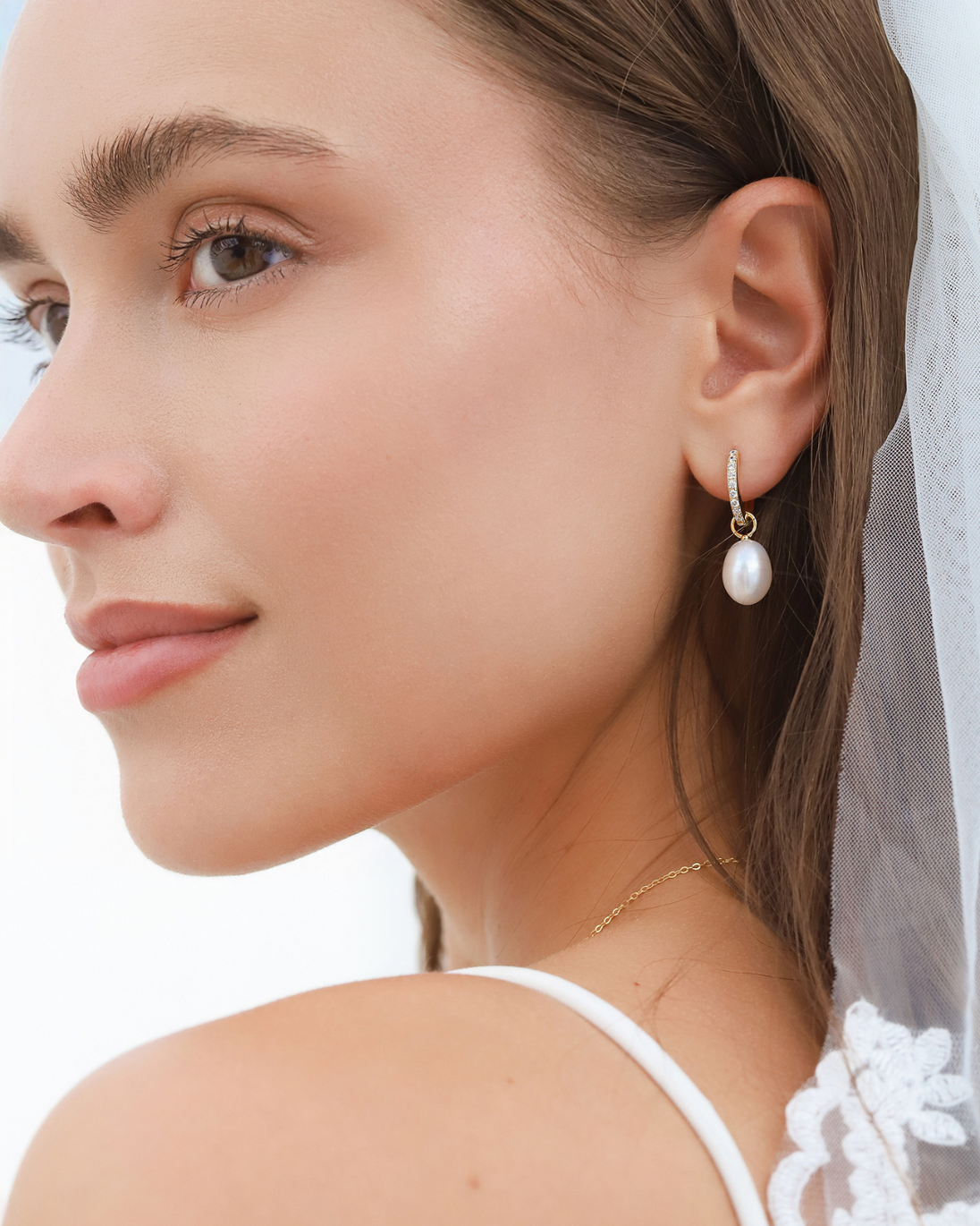 Pearl Hoop Drop Earrings with Removable Pearls  in 18k Gold Vermeil Vianne Jewellery
