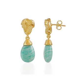 Knot Drop Gemstone Earrings Amazonite Azuni London