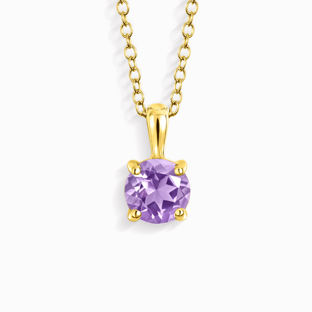 Lavender Amethyst Solitaire Pendant Necklace in 18k Gold Vermeil Vianne Jewellery