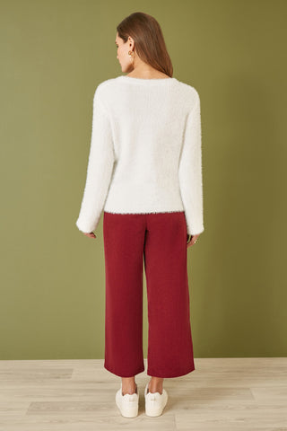 Ivory Sequin Snowflake Fluffy Jumper Yumi