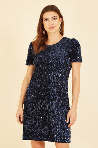 Yumi Navy Sequin Tunic Dress Yumi