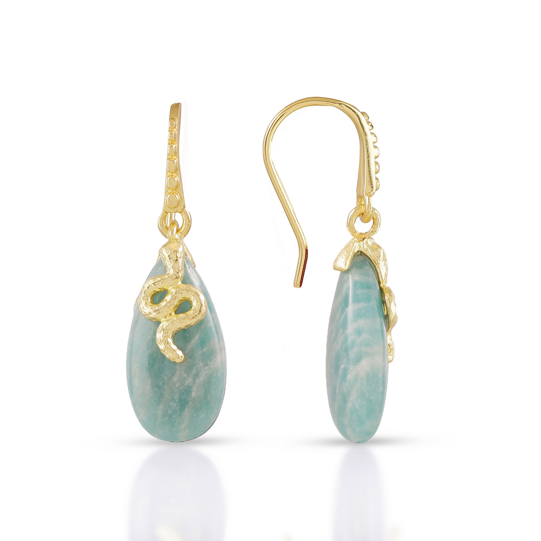 Medusa Gemstone Drop Earrings Amazonite Azuni London