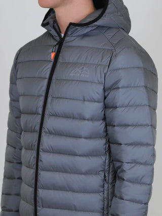 Grey Winter Steep Padded Jacket with hood and zip front for outdoor warmth