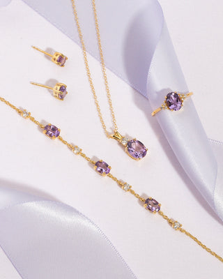 Complete Set - Amethyst Jewellery Set in 18k Gold Vermeil Vianne Jewellery