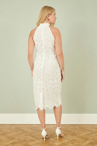 Yumi Ivory Lace Halter Neck Dress Yumi