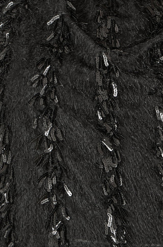 Yumi Black Hanging Sequin Long Sleeve Top Yumi