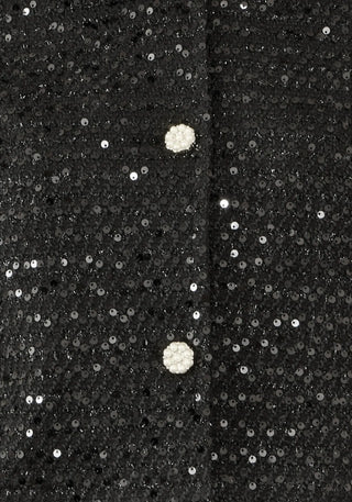 Yumi Black Boucle Sequin Jacket With Pearl Buttons Yumi