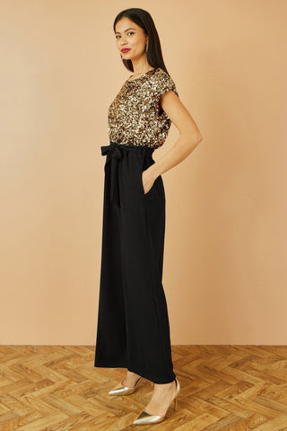 Gold Sequin Top Stretch Jumpsuit Yumi