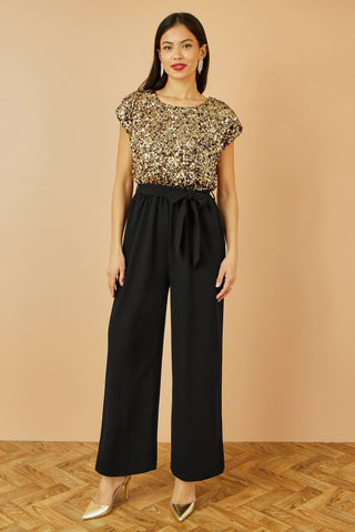 Gold Sequin Top Stretch Jumpsuit Yumi