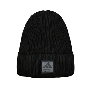 Adidas Novel Golf Beanie black knit warm performance cap with logo patch