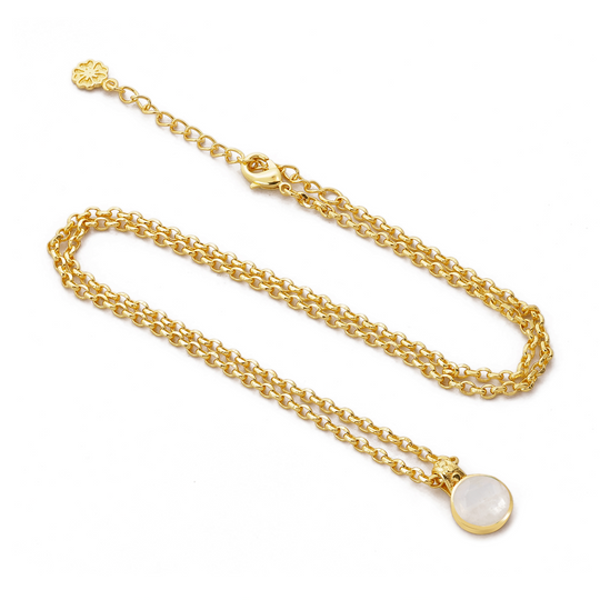 Charis Round Gemstone Necklace Moonstone Azuni London