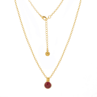 Charis Round Gemstone Necklace Ruby Azuni London