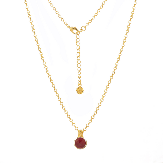 Charis Round Gemstone Necklace Ruby Azuni London