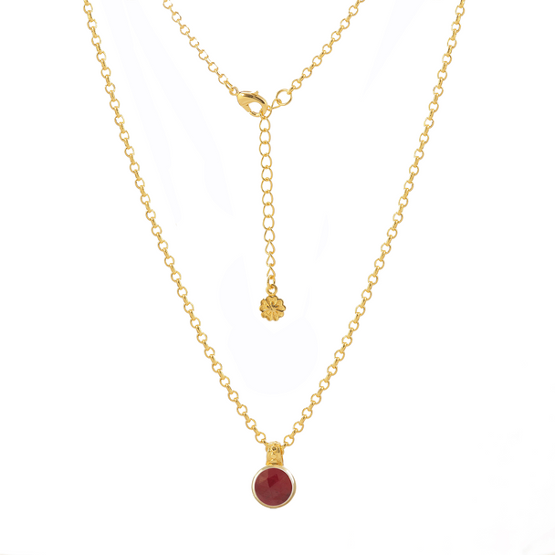 Charis Round Gemstone Necklace Ruby Azuni London