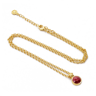 Charis Round Gemstone Necklace Ruby Azuni London