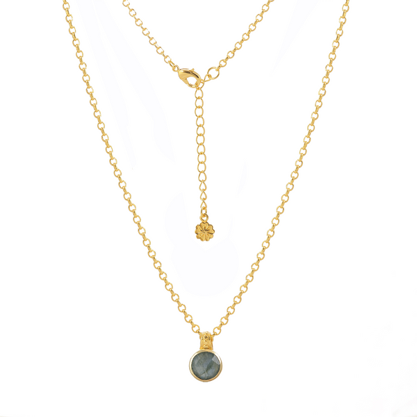 Charis Round Gemstone Necklace Labradorite Azuni London