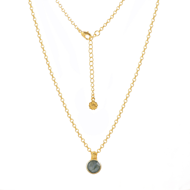 Charis Round Gemstone Necklace Labradorite Azuni London