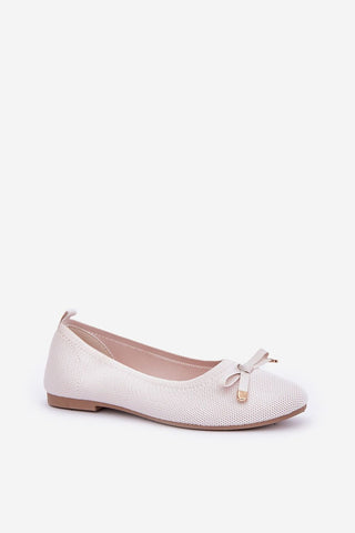 Pink mesh ballet flats with a subtle bow, featuring a soft eco-leather insole for comfort.