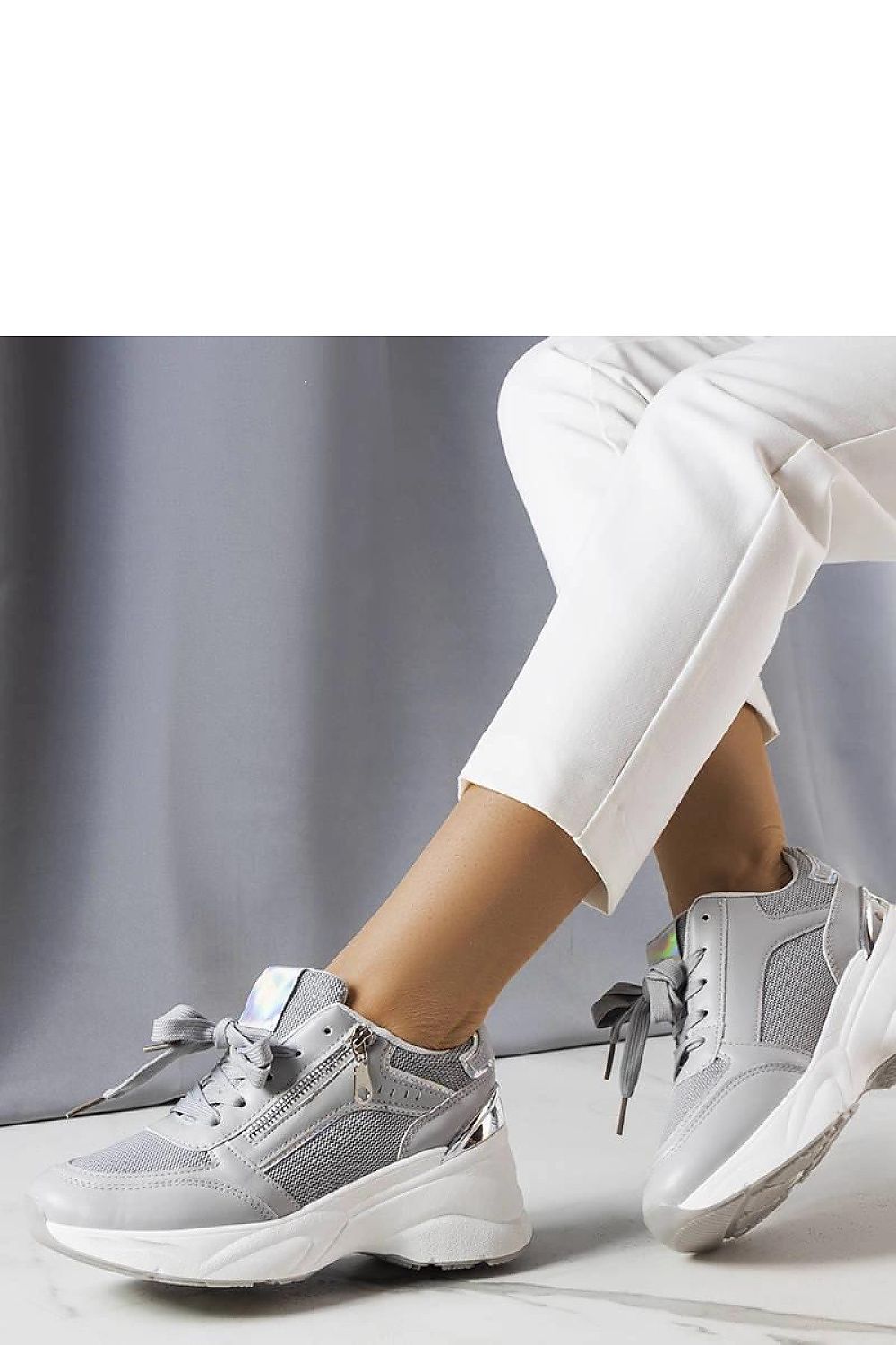 Limited Edition Ani Trainers, beige wedge sneakers with white rubber sole, summer footwear, 6 cm heel.