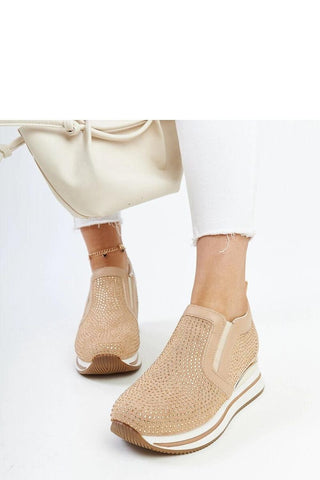 Brown wedge sneakers made of eco-leather with slip-on closure, ideal for spring-summer season.