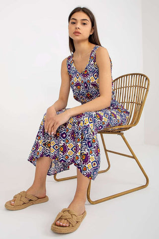 Summer floral dress with thicker straps and heart neckline.