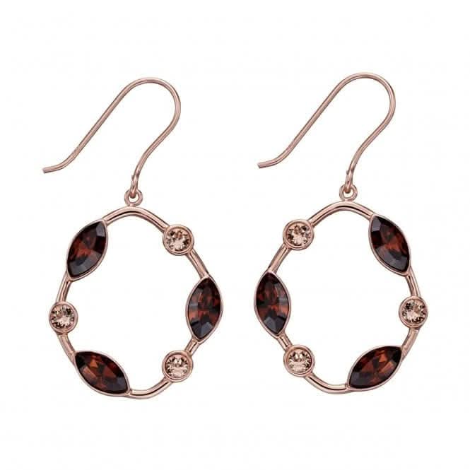 Elements Silver Rose Gold Plated Smoked Topaz Swarovski Earring E5722 Acotis Jewellery