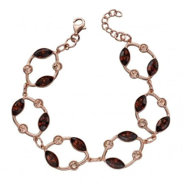 Elements Silver Rose Gold Smoked Topaz Peach Swarovski Bracelet B5175 Acotis Jewellery